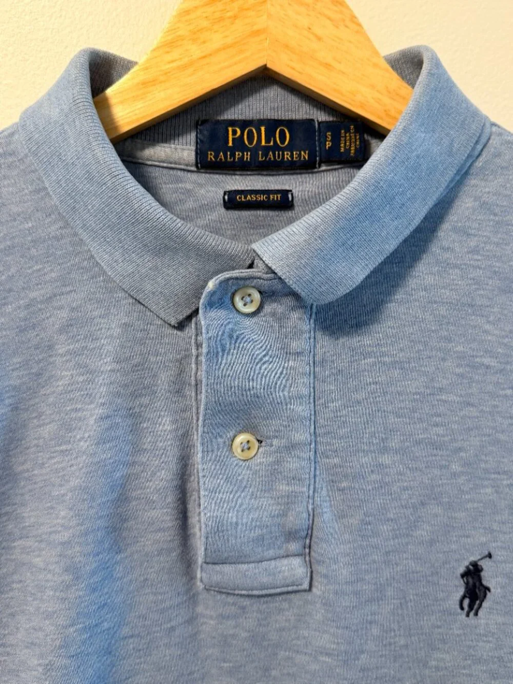 Polo Ralph Lauren Polo Shirt Heather Blue Classic Fit Mens Small Short Sleeve